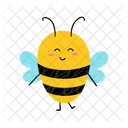 Funny Hand Drawn Cute Honey Bees Flying Insect Collection Vector Illustration Icon