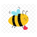 Funny Hand Drawn Cute Honey Bees Flying Insect Collection Vector Illustration Icon