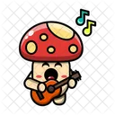 Cute Mushroom Playing Guitar Plant Fungus Icon