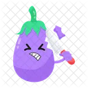 Cutting Eggplant Cute Aubergine Cute Eggplant Icon