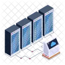 Cloud Servers Data Centers Cloud Databases Icon