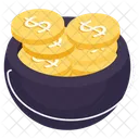 Dollar Bucket Dollar Basket Money Bucket Icon