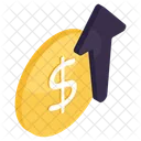 Dollar Rate Increase Dollar Value Up Dollar Coin Icon