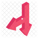 Down Left Turn Arrows  Icon