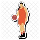 Dribble Ball Basketball Girl Icon