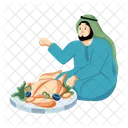 Eating Chicken Arab Man Muslim Man Icon