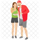 Eating Couple Bbq Food Picnic Icon