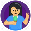 Ice Cream Summer Dessert Eating Ice Cream Icon