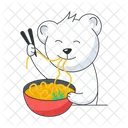 Eating Noodles Noodles Bowl Eating Bear Icon