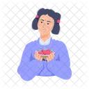 Eating Strawberries Asian Girl Chinese Girl Icon