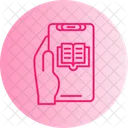 Ebook Hand Holding Phone Electronic Book Icon