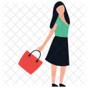 Fashionable Girl Shopping Girl Shopping Bags Icon