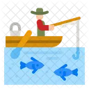 Fishing Boat Rowing Icon