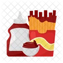 French fries with sauce bottle  Icon