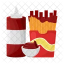 French fries with sauce bottle  Icon