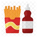 French fries with sauce bottle  Icon