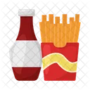 French fries with sauce bottle  Icon