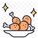 Fried chicken on dish  Icon