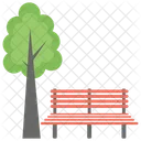 Garden Bench Tree And Bench Park Equipments Icon