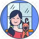 Girl With Dog Girl With Puppy Animal Love Icon