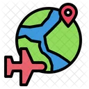 Plane Airplane Globe Icon