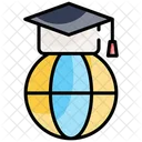 Globe and graduation cap  Icon