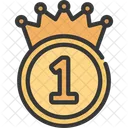 Gold Number One Crown Coin Gold Coin Crown Coin Icon