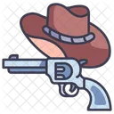 Gun And Hat  Icon