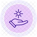 Hand Holding Sun Color Circle Icon Icon