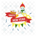 Happy New Year New Year Logo New Year Badge Icon