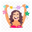 Hawaiian Dancer Hula Girl Happy Icon