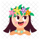 Hawaiian Girl Dancer Happy Icon