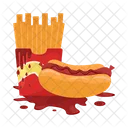 Hot dog with French fries  Icon