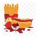 Hot dog with French fries  Icon