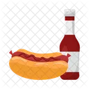 Hot dog with sauce bottle  Icon