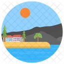 Island Beach House Beach Hut Icon