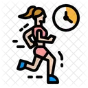 Jogging Running Fitness Girl Icon