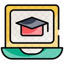 Laptop and graduation cap  Icon