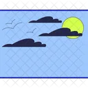 Light clouds and flying birds in sky  Icon