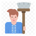 Man Holding Mop  Icon