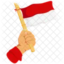 Mano sosteniendo la bandera de indonesia  Icono