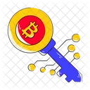 Modern flat sticker of bitcoin key  Icône