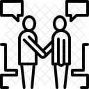 交渉する、値下げする、会話する アイコン