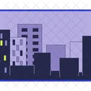 Night city with skyscrapers drawing  Icon