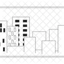 Night City Drawing Skyscrapers Twilight Cityscape Picture Icon