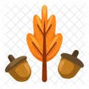 Oak Oak Leaf Acorn 아이콘