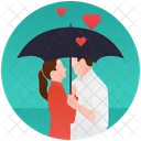 Pareja Bajo El Paraguas Romance Bajo El Paraguas Amor Bajo La Lluvia Icono