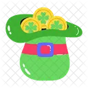 Patrick Hat Leprechaun Hat Clover Coins Icon