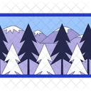 Pine forest and snowcapped mountains painting  Icon