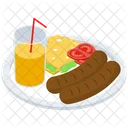 Comida Rapida Comida Chatarra Plato De Hot Dog Icono